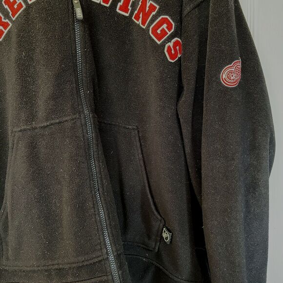 CCM Red Wings Fleece Full Zip Jacket Chest & Sleeve Small Logo Black Size XL - Picture 7 of 12